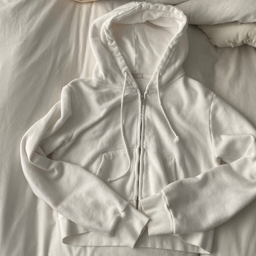 Brandt Melville cropped zip up hoodie in white